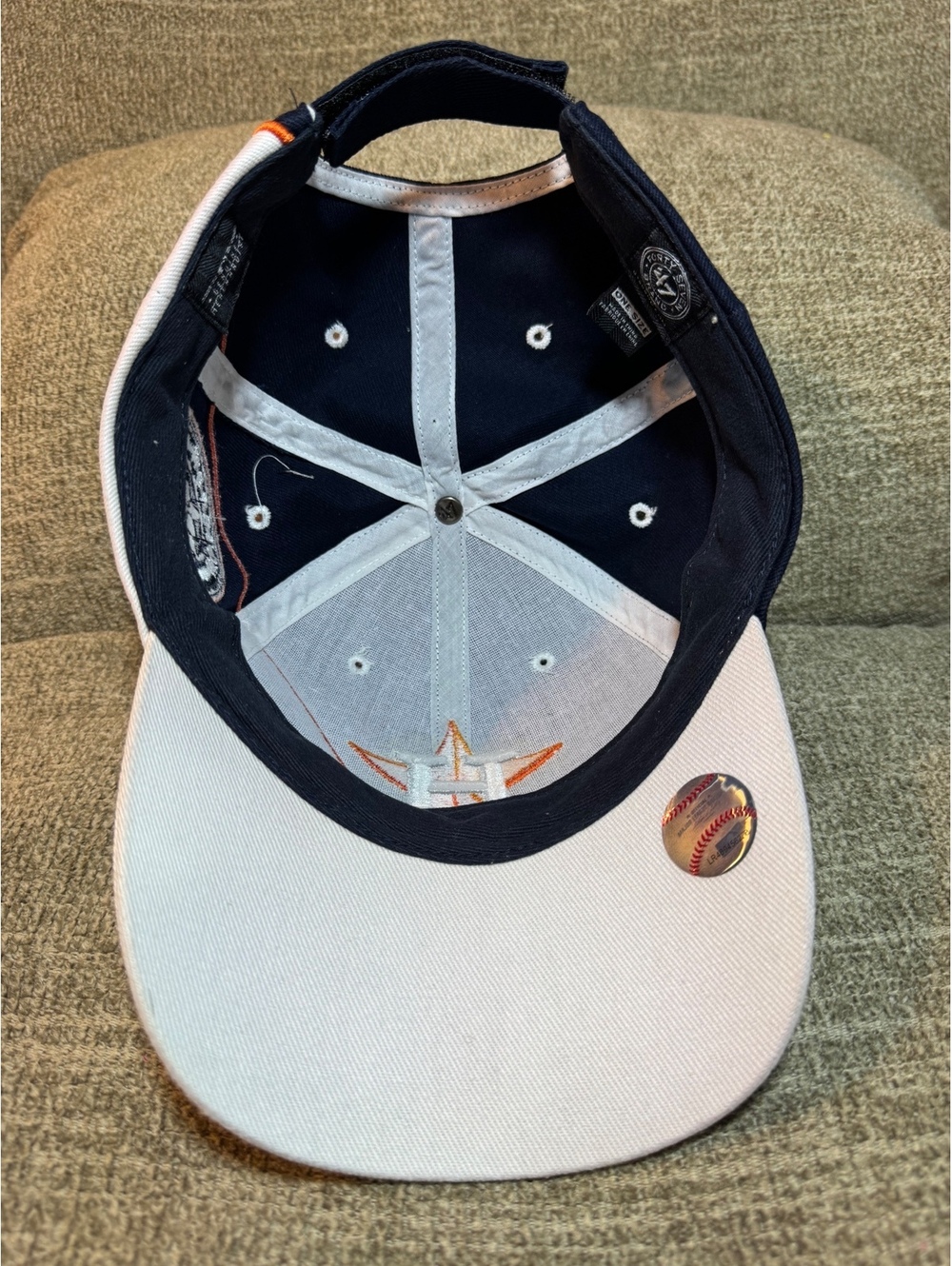 Houston Astros '47 Brand Adjustable Hat - Navy Blue/White Colorblock - Picture 7 of 12
